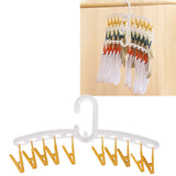 Plastic Sock Clips Drying Rack Straight Rod for Clothes Travel Portable Supplies White and Yellow - Extra Image