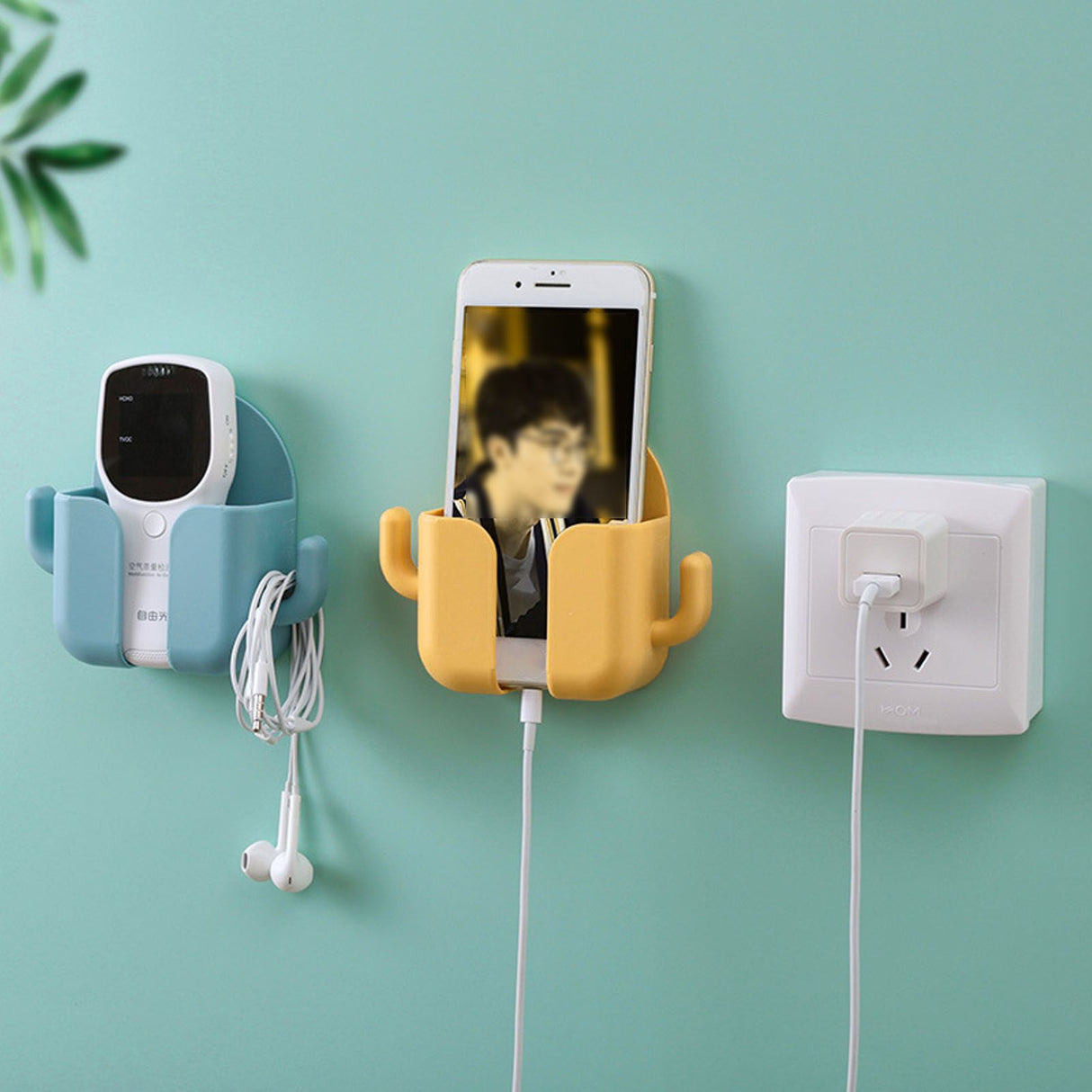 Self Adhesive Wall Mount Cell Phone Holder Wall Mount Phone Charging Holder for Home Office Bedroom Yellow