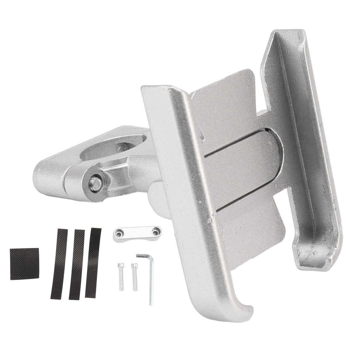 Bike Phone Mount Aluminum Alloy Silicone Pad Rotatable Impact Resistant Bike Cell Phone Holder for 4 to 7 Inch Device Silver