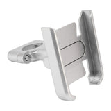 Bike Phone Mount Aluminum Alloy Silicone Pad Rotatable Impact Resistant Bike Cell Phone Holder for 4 to 7 Inch Device Silver - Side View