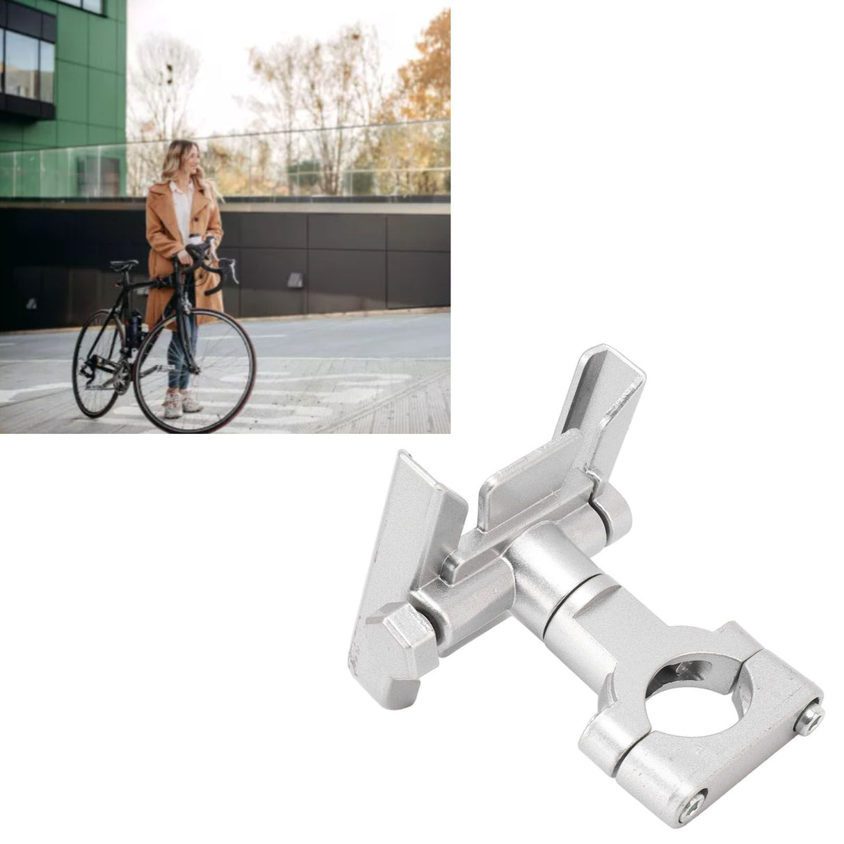 Bike Phone Mount Aluminum Alloy Silicone Pad Rotatable Impact Resistant Bike Cell Phone Holder for 4 to 7 Inch Device Silver