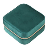 Velvet Jewelry Box Compact Small Zippered Travel Organizer Portable Storage Case for Daily Use Blackish Green