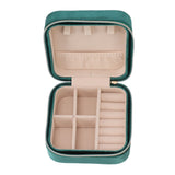 Velvet Jewelry Box Compact Small Zippered Travel Organizer Portable Storage Case for Daily Use Blackish Green