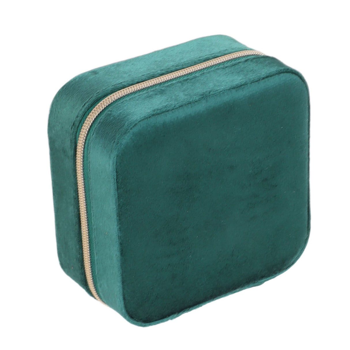 Velvet Jewelry Box Compact Small Zippered Travel Organizer Portable Storage Case for Daily Use Blackish Green