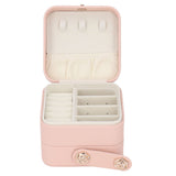 Jewelry Box Pink Portable Multi Layer PU Leather Jewelry Travel Case for Home Ring Earrings Necklace