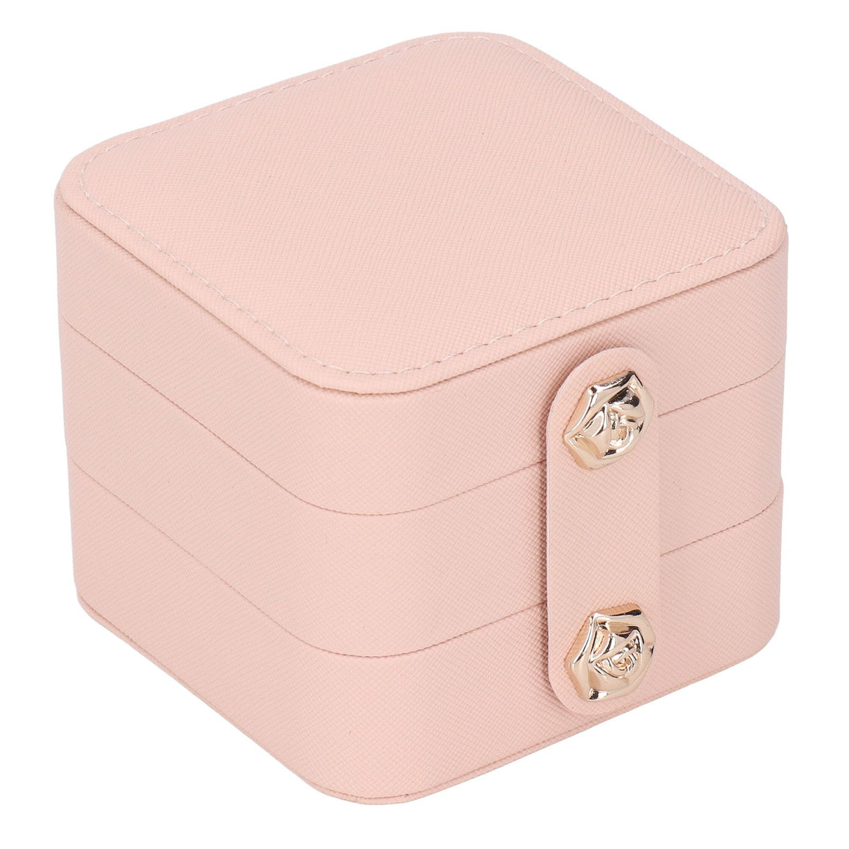 Jewelry Box Pink Portable Multi Layer PU Leather Jewelry Travel Case for Home Ring Earrings Necklace