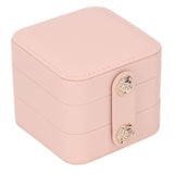 Jewelry Box Pink Portable Multi Layer PU Leather Jewelry Travel Case for Home Ring Earrings Necklace - Front View