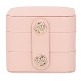 Jewelry Box Pink Portable Multi Layer PU Leather Jewelry Travel Case for Home Ring Earrings Necklace - Top-Down View