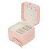Jewelry Box Pink Portable Multi Layer PU Leather Jewelry Travel Case for Home Ring Earrings Necklace