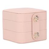 Jewelry Box Pink Portable Multi Layer PU Leather Jewelry Travel Case for Home Ring Earrings Necklace - Rear View