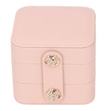 Jewelry Box Pink Portable Multi Layer PU Leather Jewelry Travel Case for Home Ring Earrings Necklace