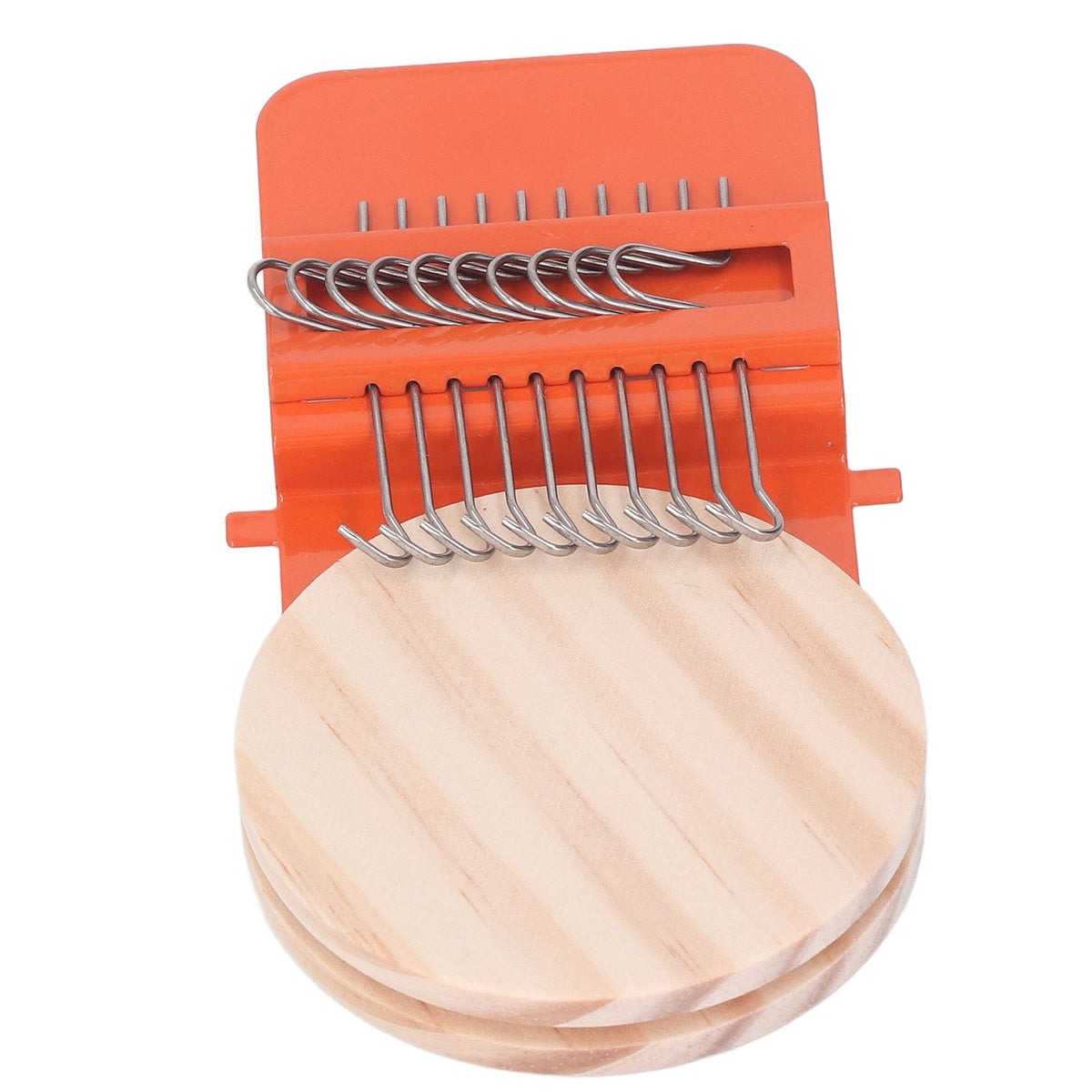 10 Hooks Mini Loom Machine Household Small Weaving Loom Machine with 6.5cm Wooden Board for Hand Craft DIY Weaving Orange
