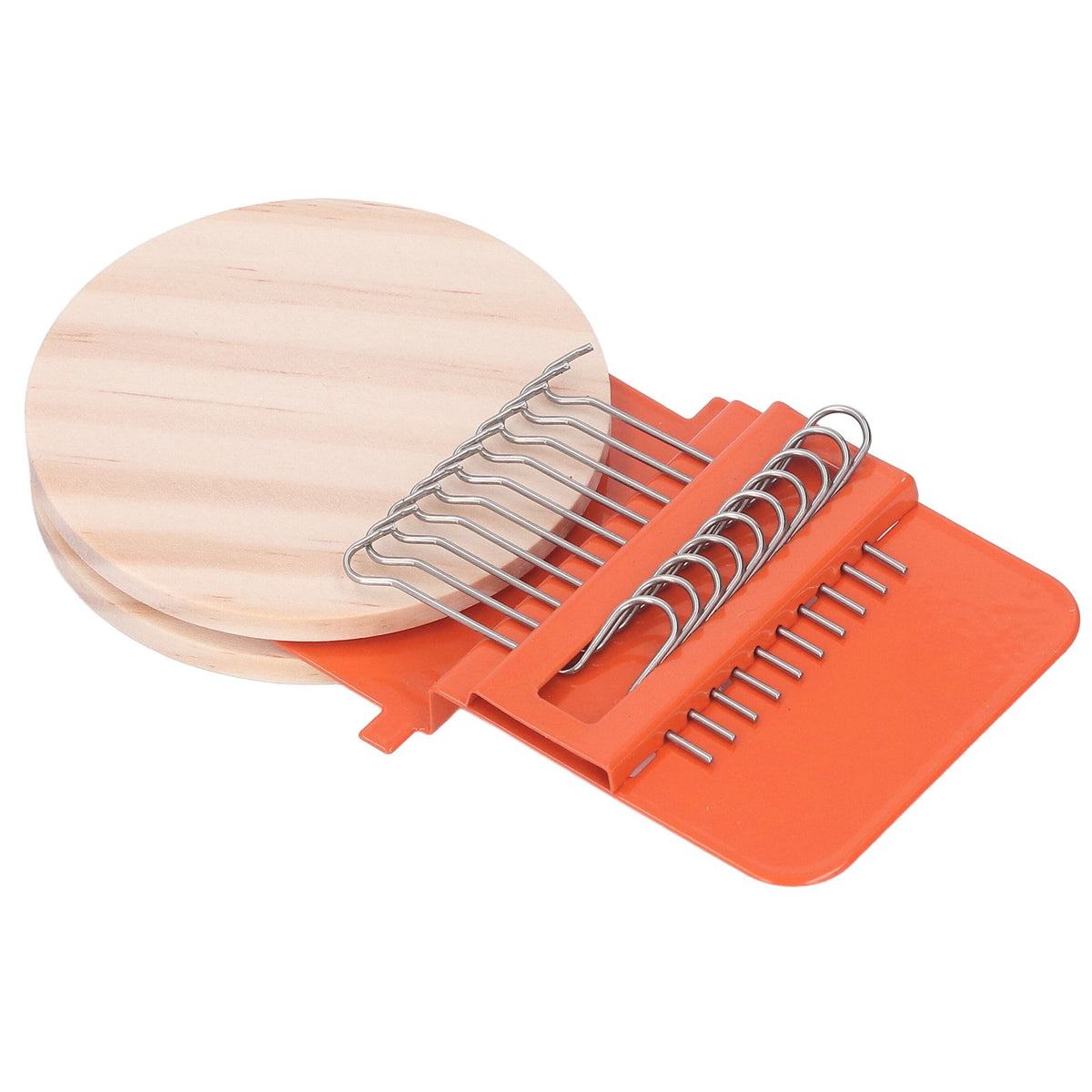 10 Hooks Mini Loom Machine Household Small Weaving Loom Machine with 6.5cm Wooden Board for Hand Craft DIY Weaving Orange