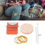 10 Hooks Mini Loom Machine Household Small Weaving Loom Machine with 6.5cm Wooden Board for Hand Craft DIY Weaving Orange