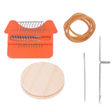 10 Hooks Mini Loom Machine Household Small Weaving Loom Machine with 6.5cm Wooden Board for Hand Craft DIY Weaving Orange Triangle - Side View