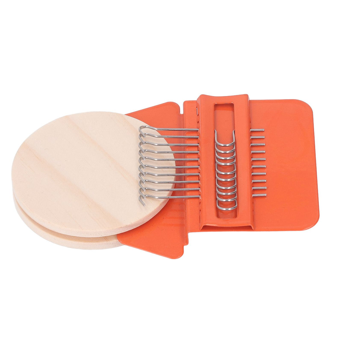 10 Hooks Mini Loom Machine Household Small Weaving Loom Machine with 6.5cm Wooden Board for Hand Craft DIY Weaving Orange Triangle
