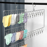 Stainless Steel Sock Drying Rack for Towels Cloth Diapers Bras Baby Clothes Underwear Hat Gloves 2 Layer 20 Clip