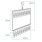 Stainless Steel Sock Drying Rack for Towels Cloth Diapers Bras Baby Clothes Underwear Hat Gloves 2 Layer 20 Clip