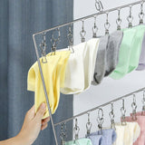 Stainless Steel Sock Drying Rack for Towels Cloth Diapers Bras Baby Clothes Underwear Hat Gloves 2 Layer 20 Clip