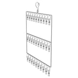 Stainless Steel Sock Drying Rack for Towels Cloth Diapers Bras Baby Clothes Underwear Hat Gloves 3 Layer 30 Clip - Front View