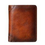 Trifold Wallet Retro Style Large Space Multi Card Slots Men Leather Wallet Coin Purse Yellowish Brown
