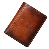 Trifold Wallet Retro Style Large Space Multi Card Slots Men Leather Wallet Coin Purse Yellowish Brown