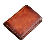 Trifold Wallet Retro Style Large Space Multi Card Slots Men Leather Wallet Coin Purse Yellowish Brown