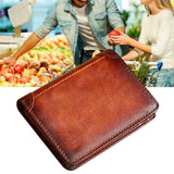 Trifold Wallet Retro Style Large Space Multi Card Slots Men Leather Wallet Coin Purse Yellowish Brown - 45-Degree Angle