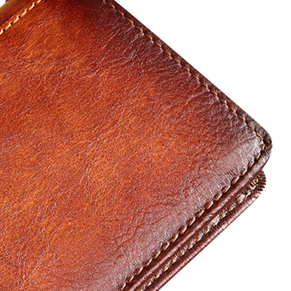 Trifold Wallet Retro Style Large Space Multi Card Slots Men Leather Wallet Coin Purse Yellowish Brown