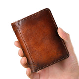Trifold Wallet Retro Style Large Space Multi Card Slots Men Leather Wallet Coin Purse Yellowish Brown - Extra Image