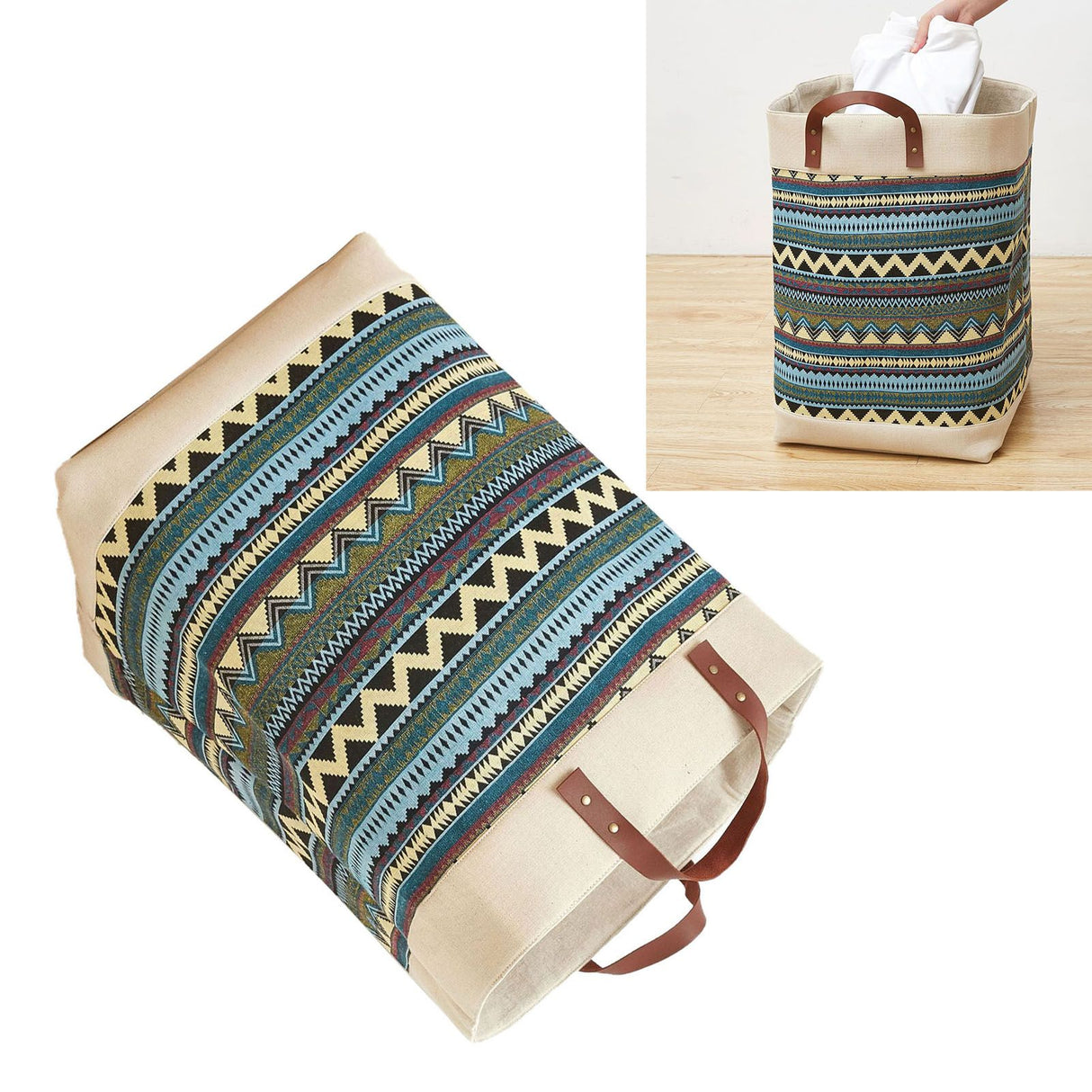 Laundry Basket Grocery Bag Jute Large Capacity Dirty Clothes Storage Basket Bucket for Home Colorful