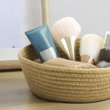 3 Piece Cotton Rope Woven Storage Basket Set Round Cotton Linen Storage Basket for Desktop Organizing Hemp Rope - 45-Degree Angle