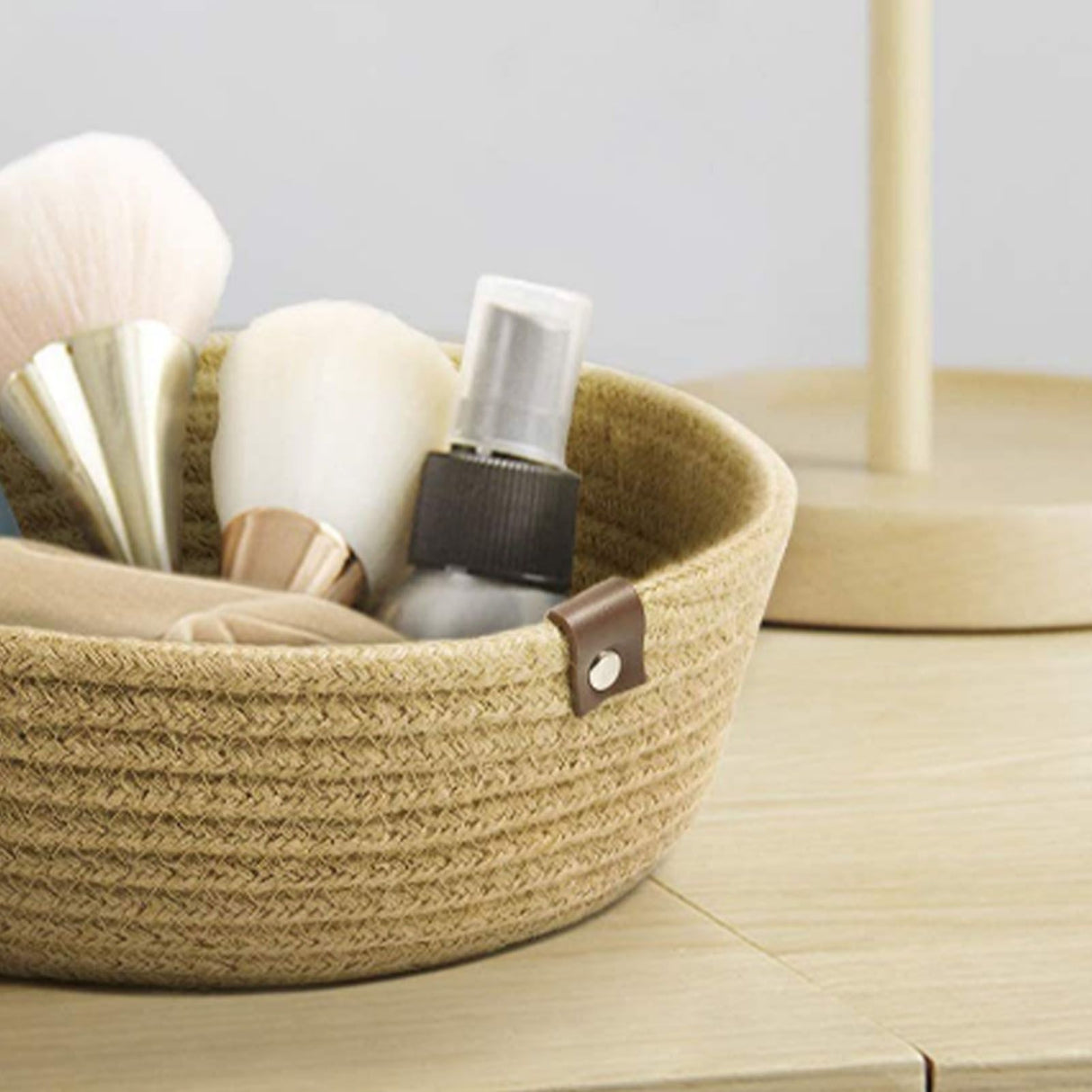 3 Piece Cotton Rope Woven Storage Basket Set Round Cotton Linen Storage Basket for Desktop Organizing Hemp Rope