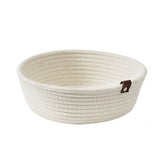 3 Piece Cotton Rope Woven Storage Basket Set Round Cotton Linen Storage Basket for Desktop Organizing White