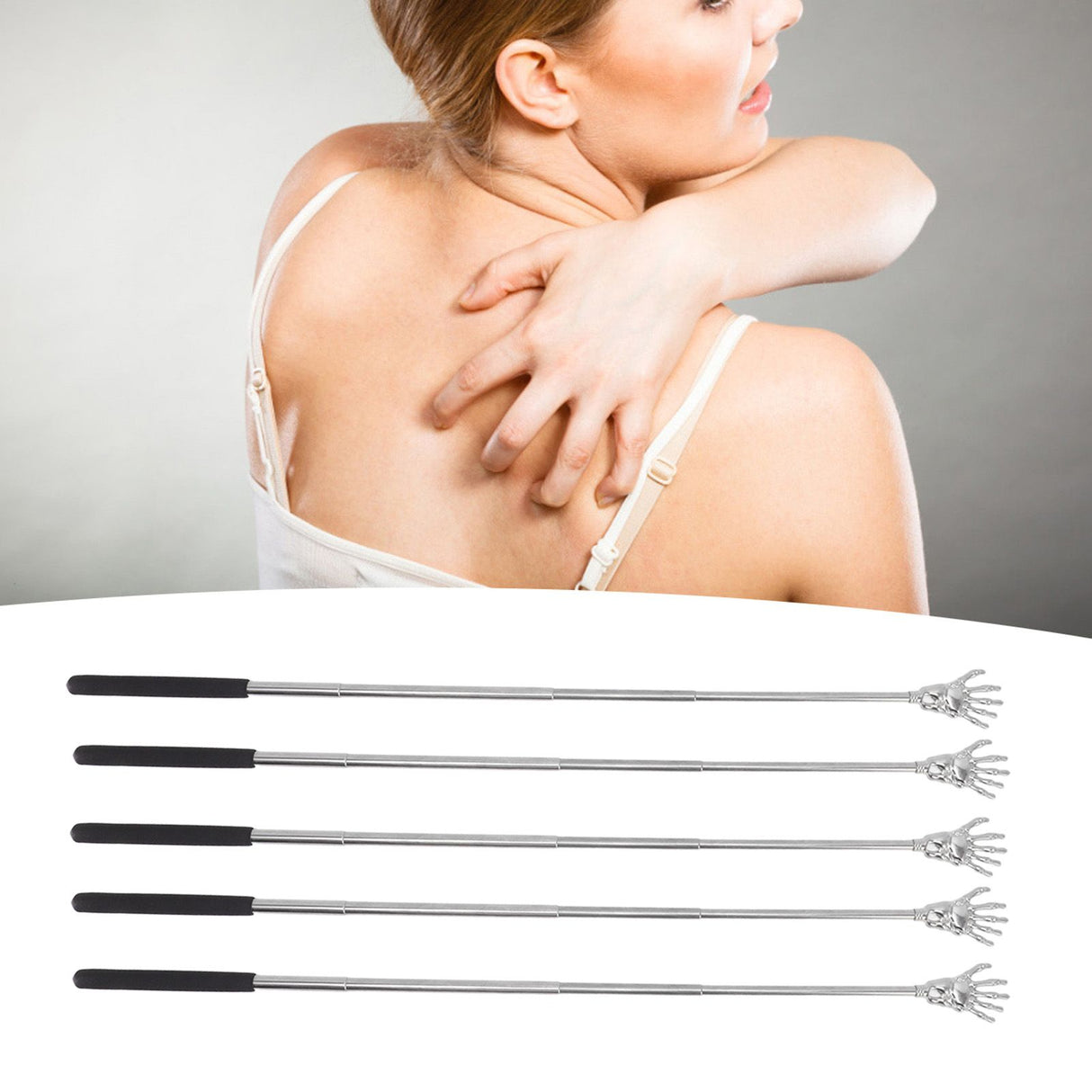 5Pcs Extendable Back Massager Stainless Steel Telescopic Portable Retractable Rear Back Scratcher