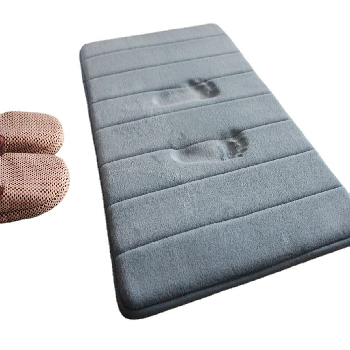 Bathroom Mat Water Absorbent Skid Resistance Thickened Soft Floor Rug Mat for Bathroom Kitchen Bedroom Light Gray 40x60CM