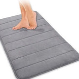 Bathroom Mat Water Absorbent Skid Resistance Thickened Soft Floor Rug Mat for Bathroom Kitchen Bedroom Light Gray 40x60CM - Side View