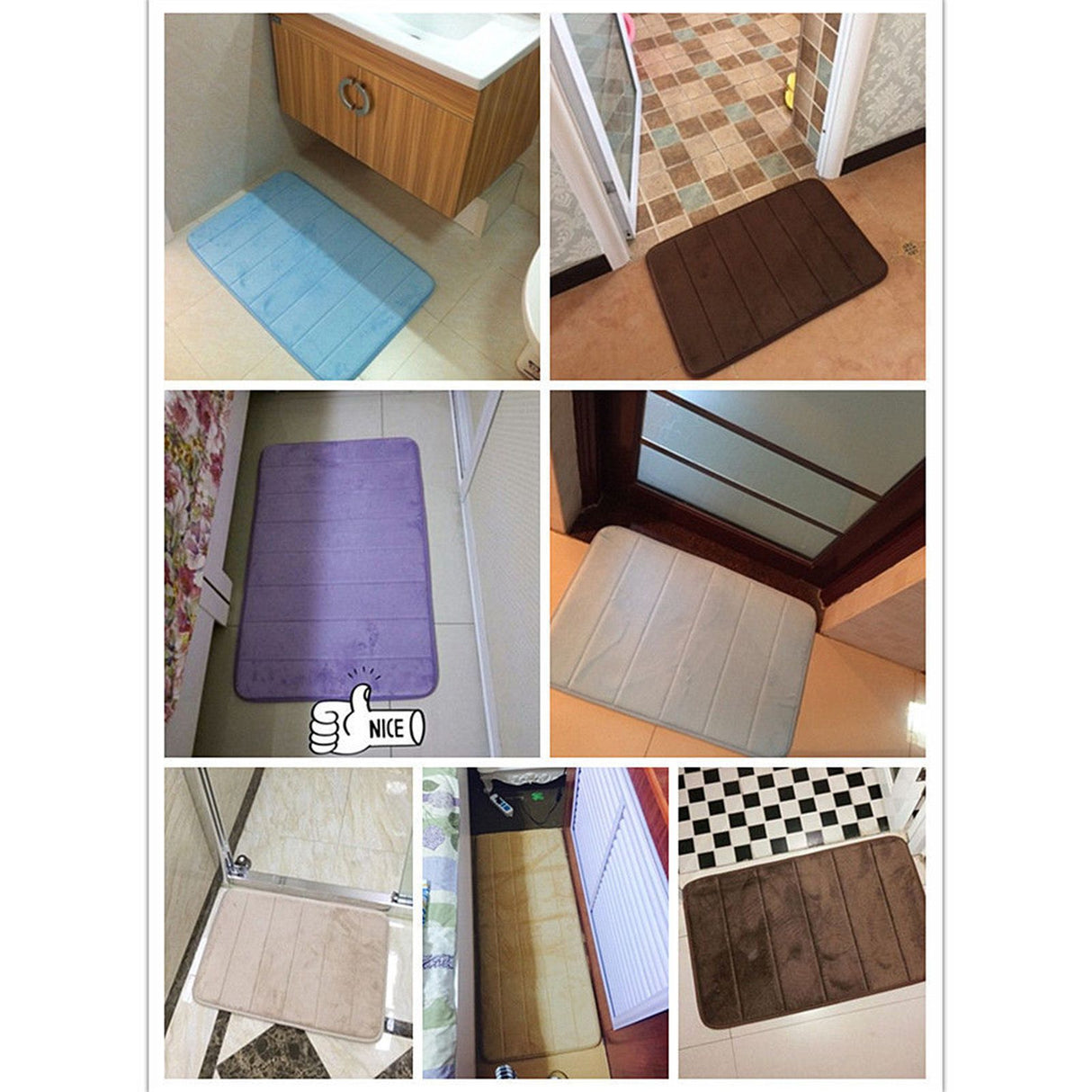 Bathroom Mat Water Absorbent Skid Resistance Thickened Soft Floor Rug Mat for Bathroom Kitchen Bedroom Light Gray 40x60CM
