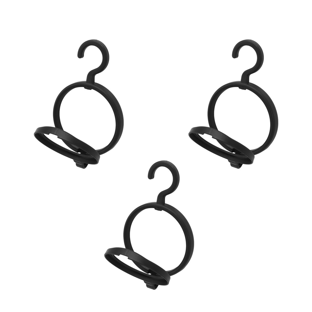 3Pcs Hanging Wig Stand Space Saving Portable Plastic Wig Display Hanger for Home Travel Black