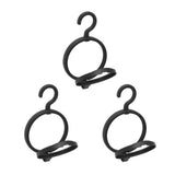 3Pcs Hanging Wig Stand Space Saving Portable Plastic Wig Display Hanger for Home Travel Black - Rear View