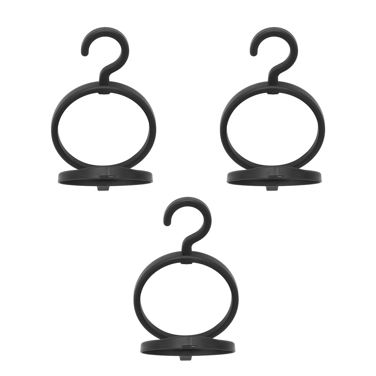 3Pcs Hanging Wig Stand Space Saving Portable Plastic Wig Display Hanger for Home Travel Black
