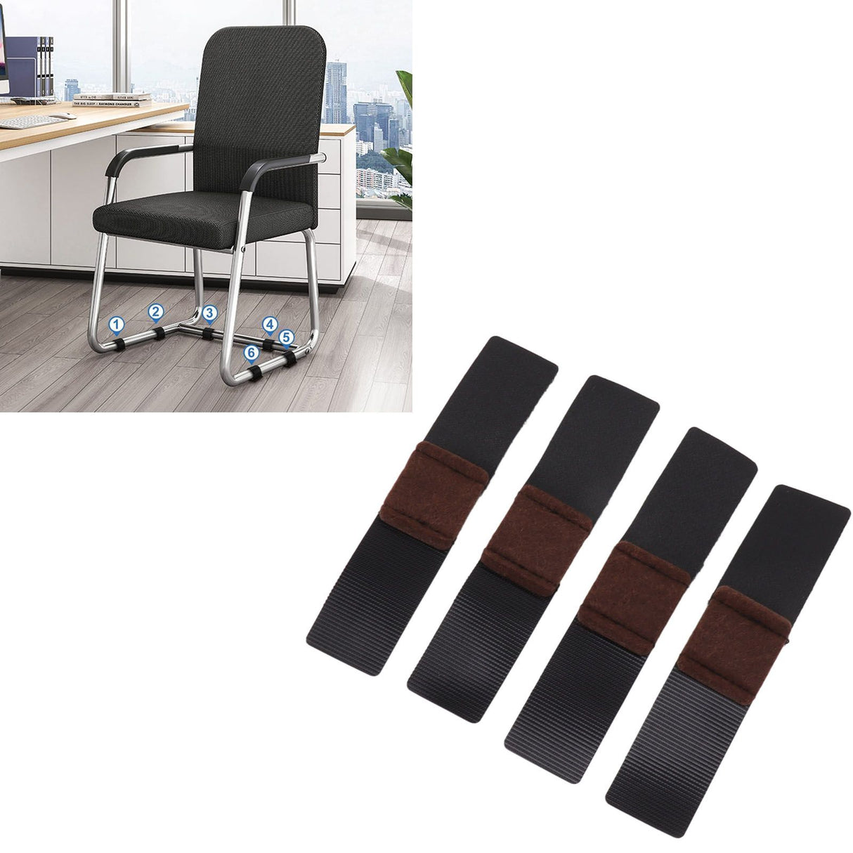 Arched Felt Furniture Pads with Hook Loop Fasteners Sled Base Floor Saver Arched Chair Felt Footpad Mats