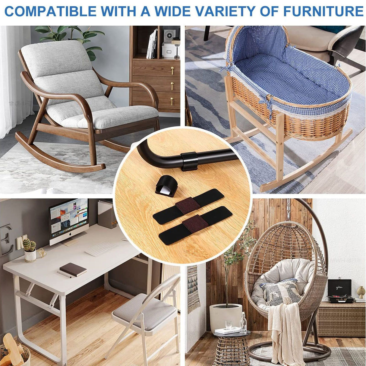 Arched Felt Furniture Pads with Hook Loop Fasteners Sled Base Floor Saver Arched Chair Felt Footpad Mats