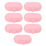 7PCS Medicine Case Portable Detachable Safe Mini 4 Compartments Medicine Organizer for Outdoor Travel Pink