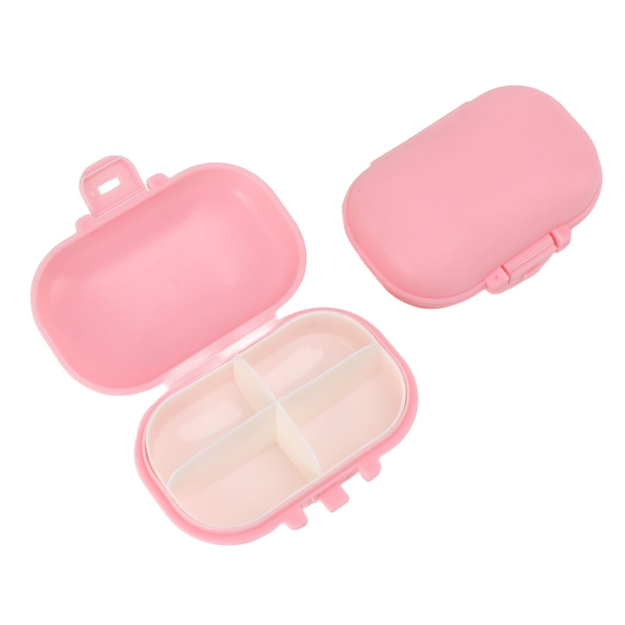 7PCS Medicine Case Portable Detachable Safe Mini 4 Compartments Medicine Organizer for Outdoor Travel Pink