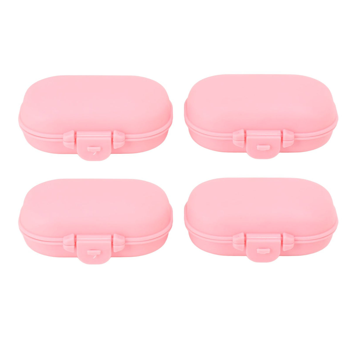 7PCS Medicine Case Portable Detachable Safe Mini 4 Compartments Medicine Organizer for Outdoor Travel Pink