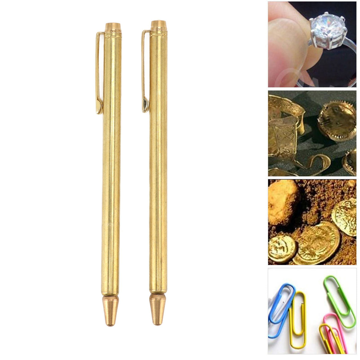 2Pcs Stainless Steel Pickup Pen Telescopic Extendable Hand Pointer with Pocket Clip