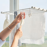 Wall Mounted Clothes Drying Rack Folding Telescopic Punch Free Plastic Laundry Rack for Indoor Balcony 530mm 4 Clips