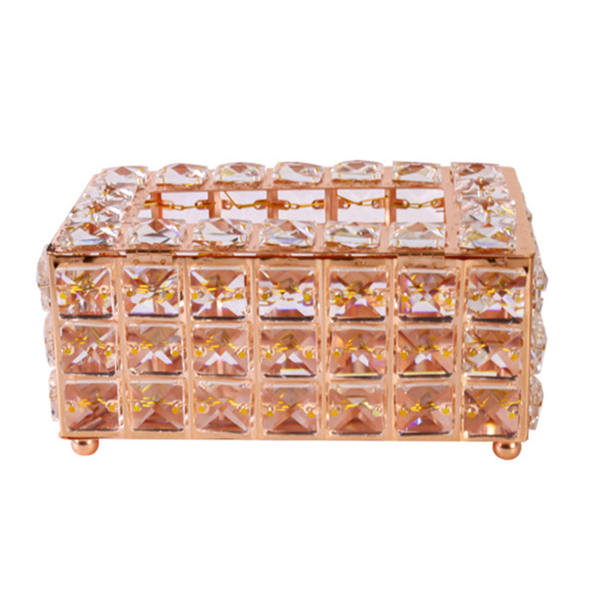 Tissue Dispenser Light Luxury Napkin Storage Box Metal Crystal Glass Tissue Holder for Home