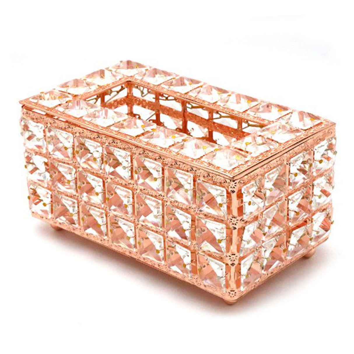 Tissue Dispenser Light Luxury Napkin Storage Box Metal Crystal Glass Tissue Holder for Home